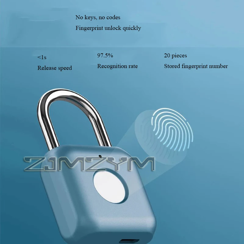 Imagem -05 - Portátil Smart Fingerprint Lock Fechaduras de Segurança Eletrônicas Cadeado sem Chave para Bagagem e Bolsa Desbloqueio Usb