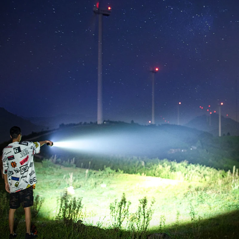 

Светодиодный фонарик 18650, водонепроницаемый, для кемпинга, пешего туризма, аварийная лампа для выживания, USB перезаряжаемый, высокая мощность, телескопический зум-фонарик