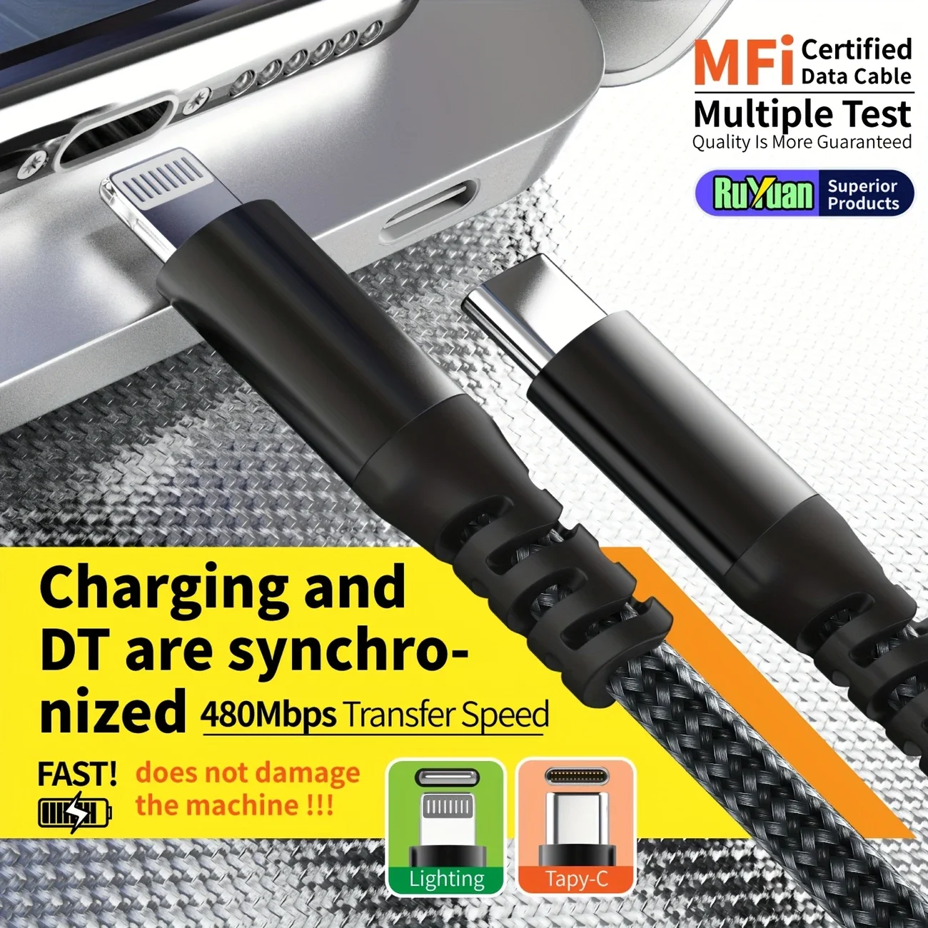 كابل LAIHONEN من النوع C إلى Lightning للشحن السريع ومزامنة البيانات المضفر المتين بقدرة 20 وات لهاتف iPhone 14 13 12 11 Xs وiPad AirPods #6