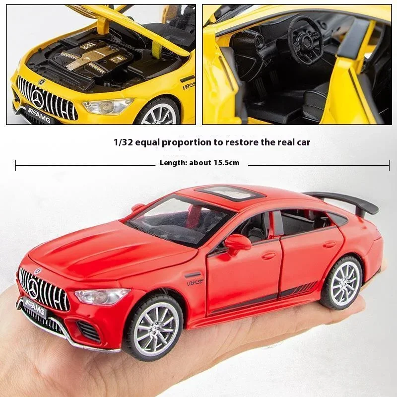 Modèle de voiture de sport Mercedes Benz Jas GT63 en alliage moulé sous pression, son et lumière, jouets arrière côtelés, ornements, cadeau pour enfants, renforcement, 1:32