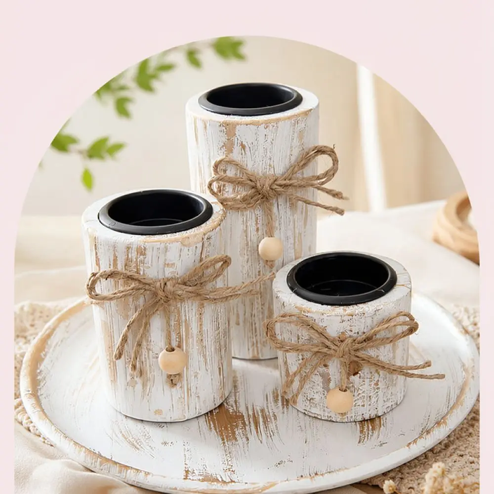 Decorative Wooden Candle Holder Retro Style Candlestick Stand Table Centerpiece For Wedding Party Home Living Room