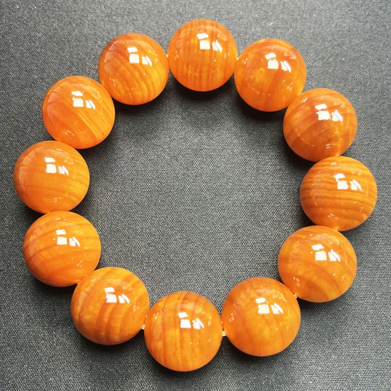 Natural Blood Dragon Wooden Bracelets Men's Full Light Northeast Aquilarius Pine Son Amber Wooden Buddha Beaded Women's Jewelry