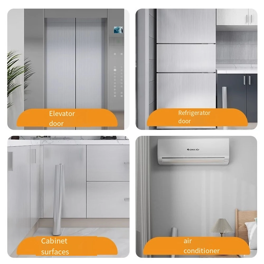 PVC Stainless Brushed Silver Removable Wallpaper Decor thickening Film Vinyl Waterproof Oil-proof House Kitchen Elevator Sticker