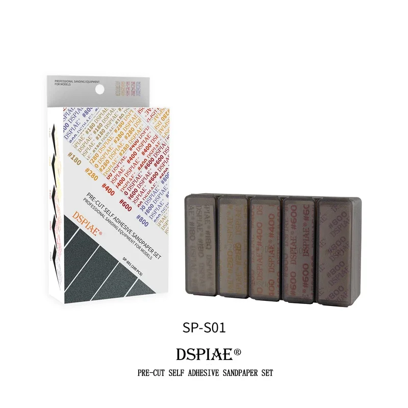 DSPIAE SP-S01 SP-S02 Pre-Cut Self Adhesive Sandpaper Set 100PCS 180-2500 Polishing Abrasive Paper Sanding Tools for Model Making