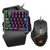 High Quality HXSJ gaming one-handed keyboard and mouse combos USB Teclado Rainbow Backlit Combo for Gaming Enthusiasts