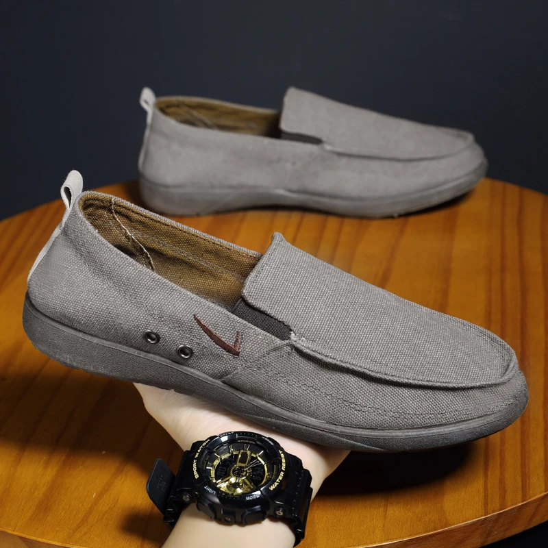 

2022 Spring Summer Men Canvas Shoes Breathable Men Casual Shoes For Man Slip-On Cheap Hemp Shoes Men Outdoor Walking Footwear