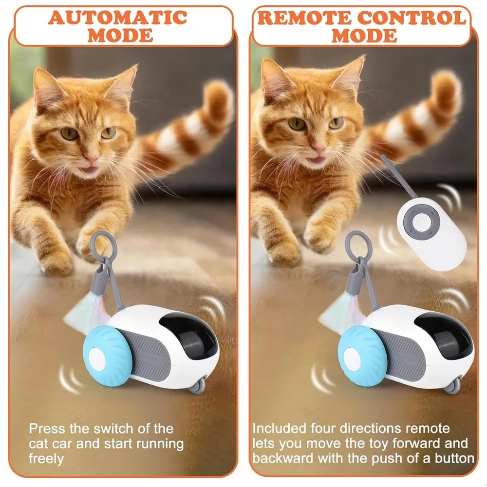 Jouet intelligent pour chat, interactif, mobile automatique, voiture électrique à distance, Version améliorée, jeu d'entraînement pour chaton Rechargeable