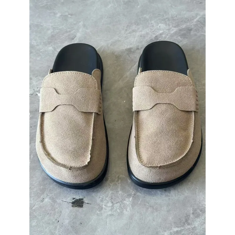 

2026 Suede M Ü Ller Women's Slippers with Retro Style, One Foot Flat Shoes, Outdoor Casual Non Slip Shoes, Retro Toe Cap Sandals