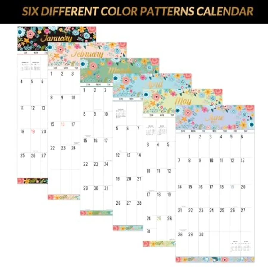 Calendario da parete 2026 Calendario mensile 12 mesi 2026 gennaio 2026 dicembre 2026 Calendario da parete con griglia grande con stampa grande 12" x 24" aperto