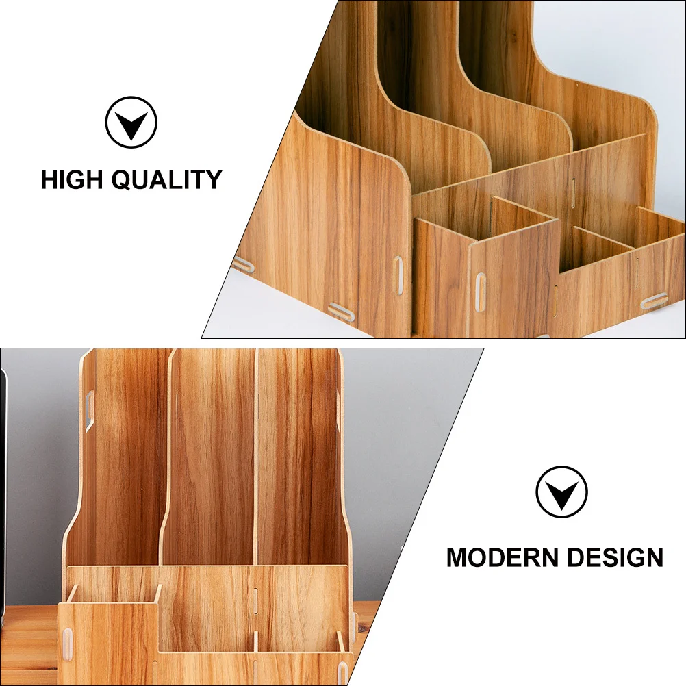 ملف تخزين مكتبي خشبي مع مقصورات متعددة للمكتب والمنزل والدراسة ومنظم سطح المكتب وحاوية متنوعة #5