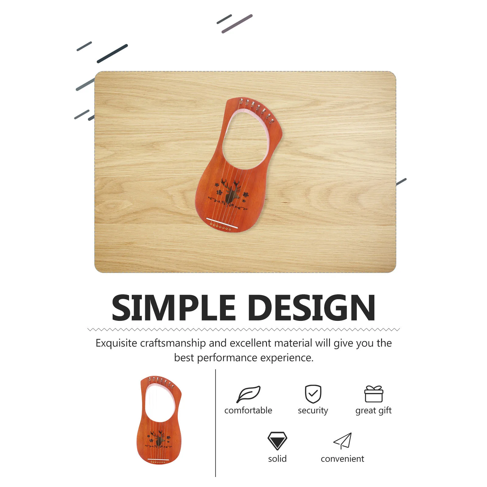 1 مجموعة الرجعية 7 سلسلة قيثارة القيثارة النمط القديم آلة موسيقية مريحة سهلة عقد تحمل سطح أملس وآمن