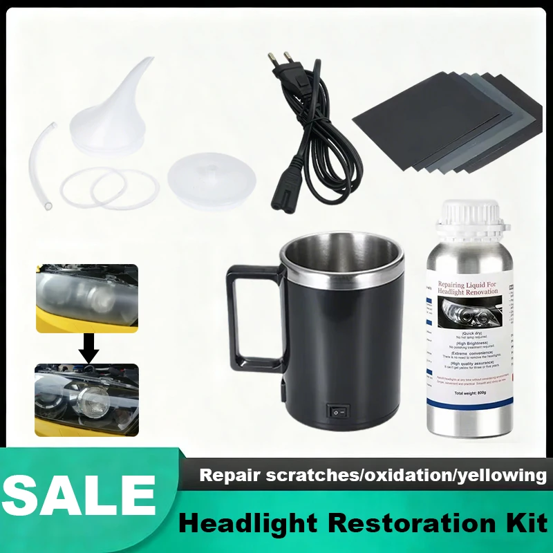 

Набор для восстановления фар автомобиля: полимерная жидкость, полировочный состав, средство для удаления царапин, комплект для ремонта фар