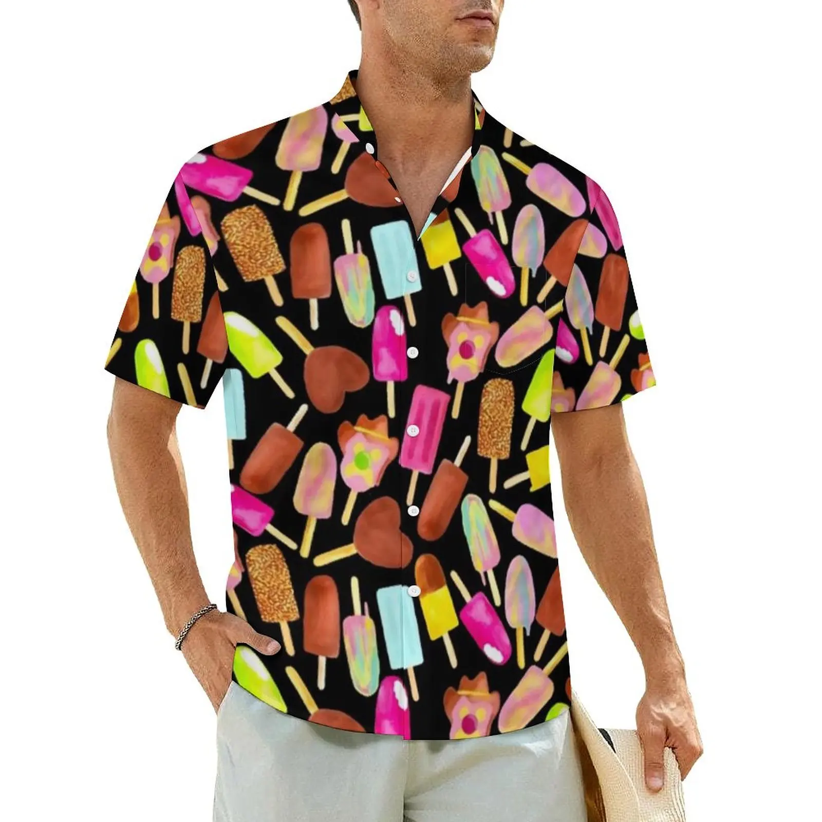 

Aussie Ice Creams Beach Shirt Men Make Merriness Print Elegant Casual Shirts Hawaii Short-Sleeve Streetwear Oversized Blouses