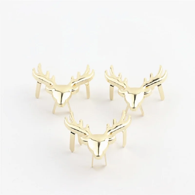 10pcs/lot new luggage leather goods Handbag hardware accessories Handbag purse light gold deer head animal decorative buckle