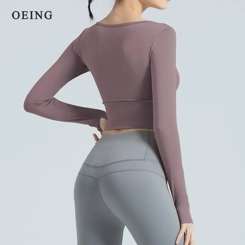 Long Sleeve Gym Crop Top Sports Yoga Top Women Sex T-Shirts Sportwear Fitness Tank Top Sport Active Wear Workout Athletic Shirt