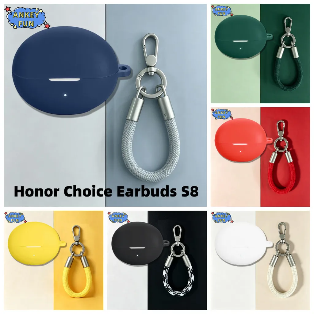 Compatible with Honor Choice Earbuds S8 Wireless Bluetooth earphones Silicone case Protective Soft Cover With nylon short rope