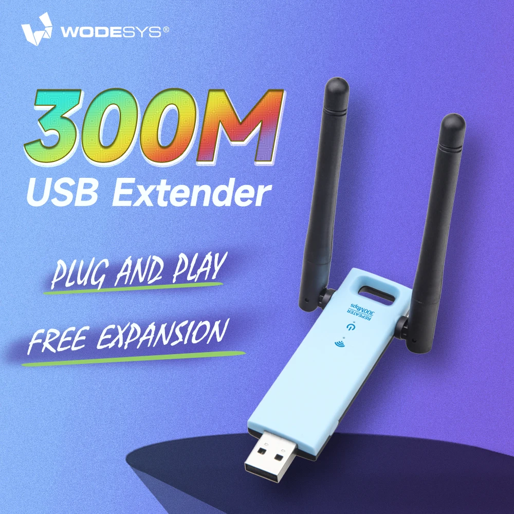 WODESYS USB Wifi Repeater 300M Signal Booster 2.4G Wireless Extender 2 Antenna Long Range WiFi Adapter For Desktop PC Laptop