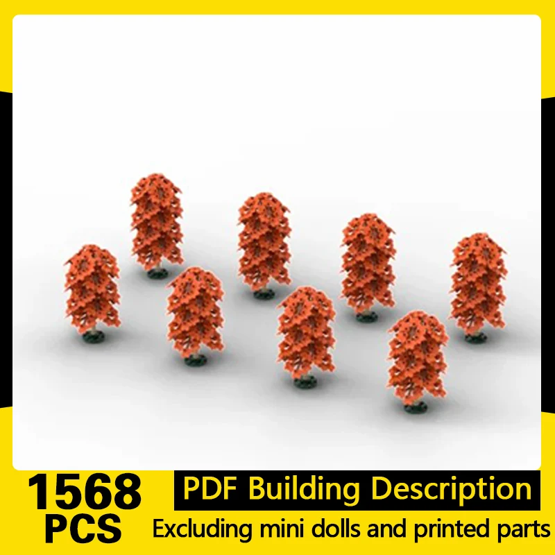 Creators Plant Series Model MOC Building Bricks Orange-Red Foilage Pack Modular Technology Gifts Holiday Assemble Children Toys