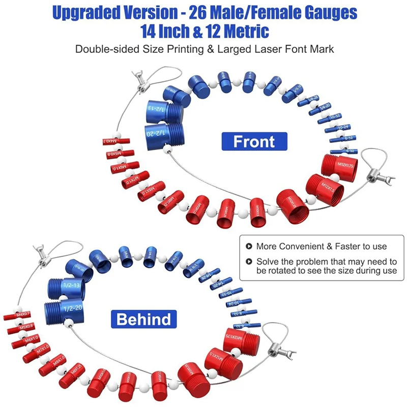 

A69einspection Measuring Tool Inch Metric Bolt Nut Screw Thread Set Inch Gauge Measuring Inspection Tool