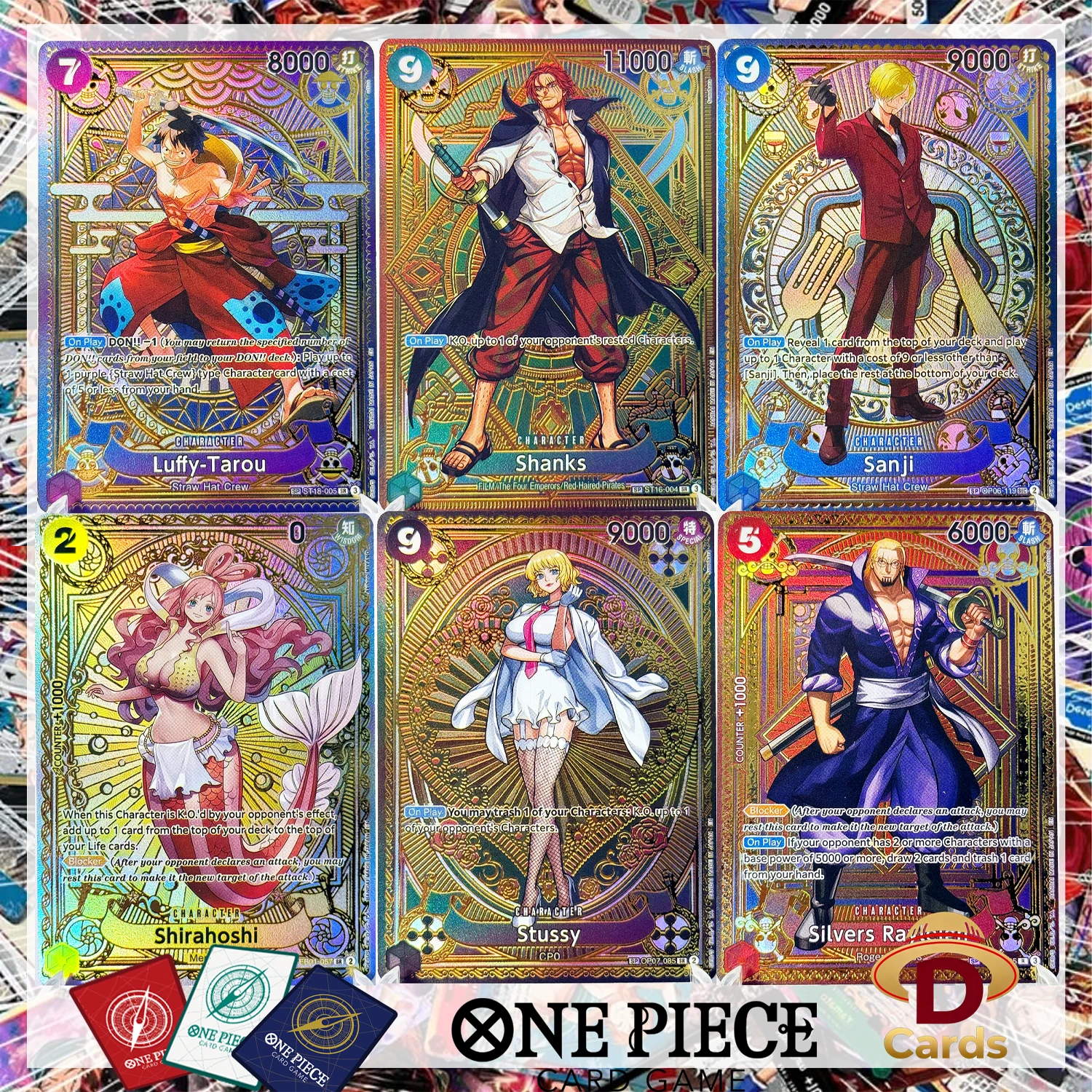 

Коллекционные карты One Piece A Fist of Divine Speed (OP11) с изображением Четырех Императоров/Команды Соломенной Шляпы, текстурированные, аниме-реплики