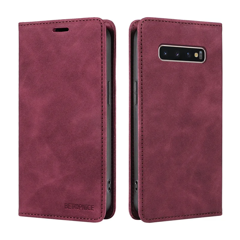 Anti-thef Phone Case For Samsung Galaxy S10E S10+ S10 Plus S10Plus G975F G973F Wallet Flip Card Holder Coque Leather Cover 2024