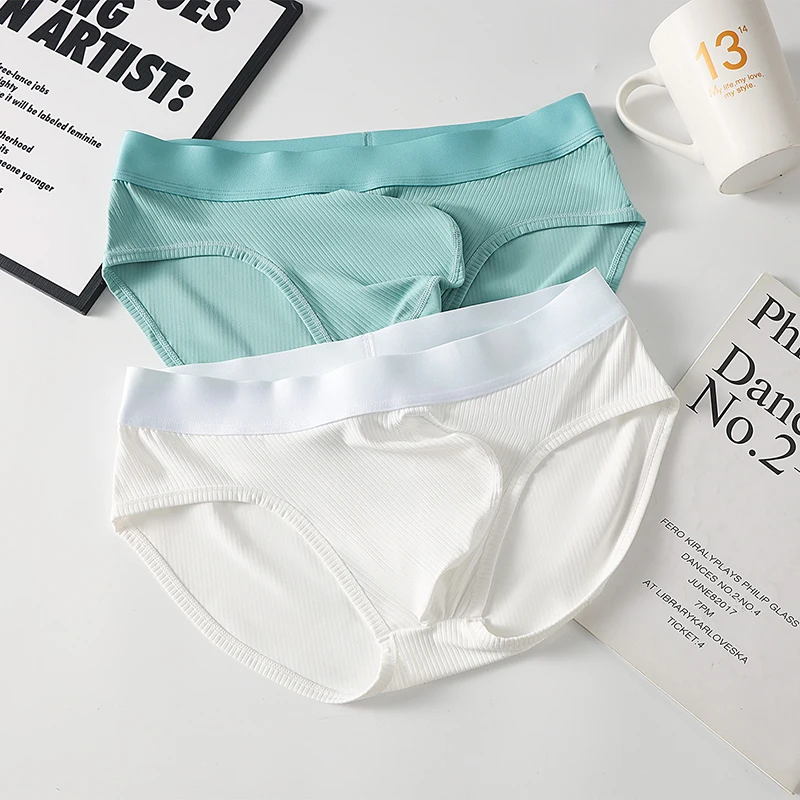 الحرير الجليد مثير الملابس الداخلية الرجال سلس تنفس U الانتفاخ الحقيبة سراويل الذكور بلون منتصف الخصر التجفيف السريع السروال Cuecas