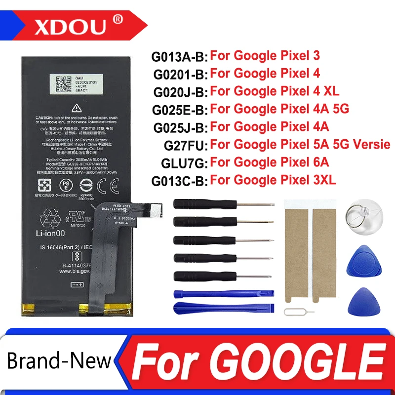G013C-B G020I-B G020J-B G025E-B G013A-B G025J-B G27FU GLU7G New For Google Pixel 3 4 3XL 4XL 4A 5A 5G Versie 6A Phone Batteries