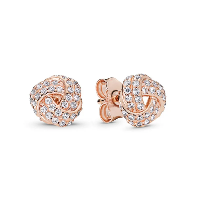 TOGORY Newest Rose Gold Brand Stud Earrings For Ladies Women Crown Love Round Earrings Jewellery Birthday Gift Special Offer