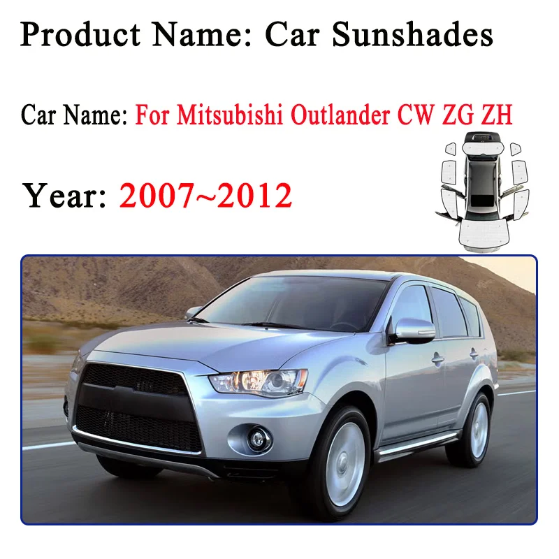 Car Sunshade For Mitsubishi Outlander CW ZG ZH 2009 2007-2012 Full Coverage Sun Shade Anti-UV Cover Reflective Car Accessories