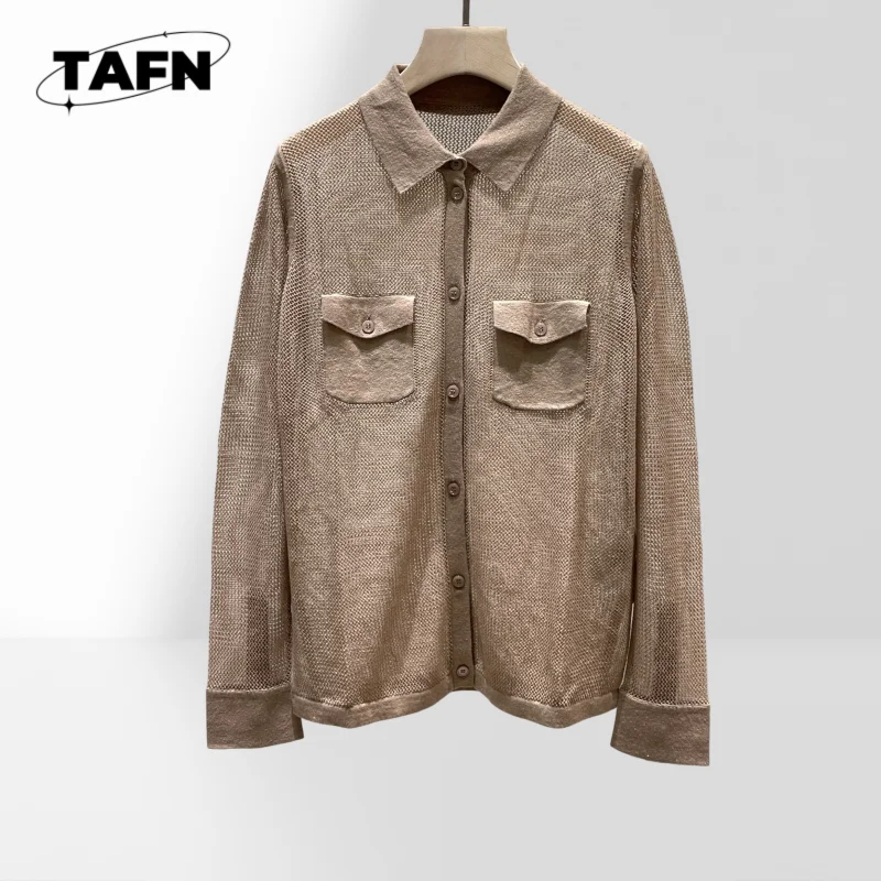 

Lapel Mesh Shirt Nice All-Match Fashion Comfortable Refined Simple and Comfortable Vest for Outdoor Exploration AG2332