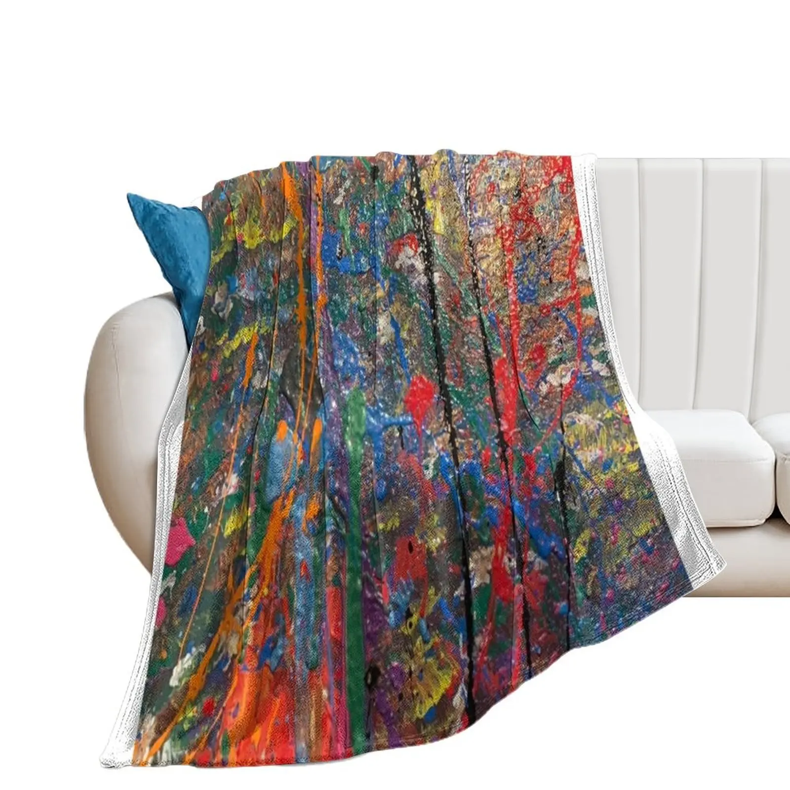 Mistakes Abstract Splatter Rainbow Painting Throw Blanket wednesday warm for winter Blankets