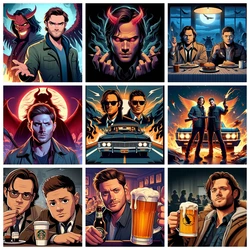5D DIY Diamond Painting Mosaic Supernatural Tv Series Cross Stitch Embroidery Kits Horror Theme Drama Rhinestone Wall Sticker