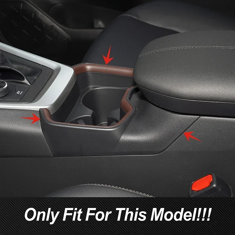 For Toyota RAV4 XA50 2019-2022 Car Front Row Water Cup Holder Frame Cover Trim Carbon Fiber Pattern Sticker Interior Accessories