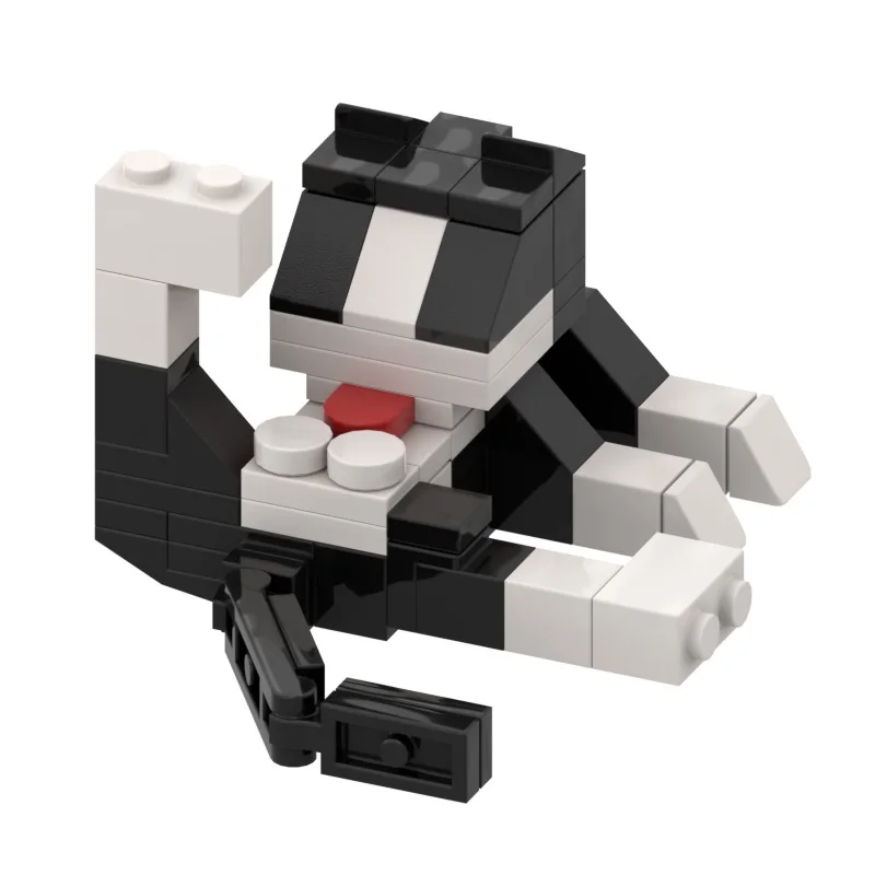 Bloco de construção moc montagem vaca gato modelo educacional diy presente bonito ornamento série animal (pacote peças/diagrama eletrônico