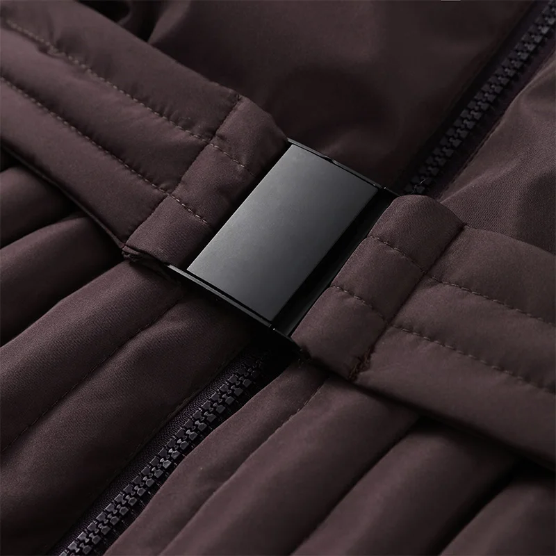 Hooded Skiing Coats Women Solid Stand Collar Belts Pleated Zippers Full Sleeve Thicken Cotton Jacket 2026 Winter Lady Outwears