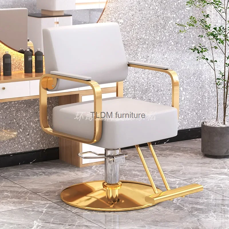 

Luxury Beauty Salon Chair Golden Pedicure Stylist Professional Barbers Armchairs Swivel Sillas Giratoria Salon Furniture MQ50BC