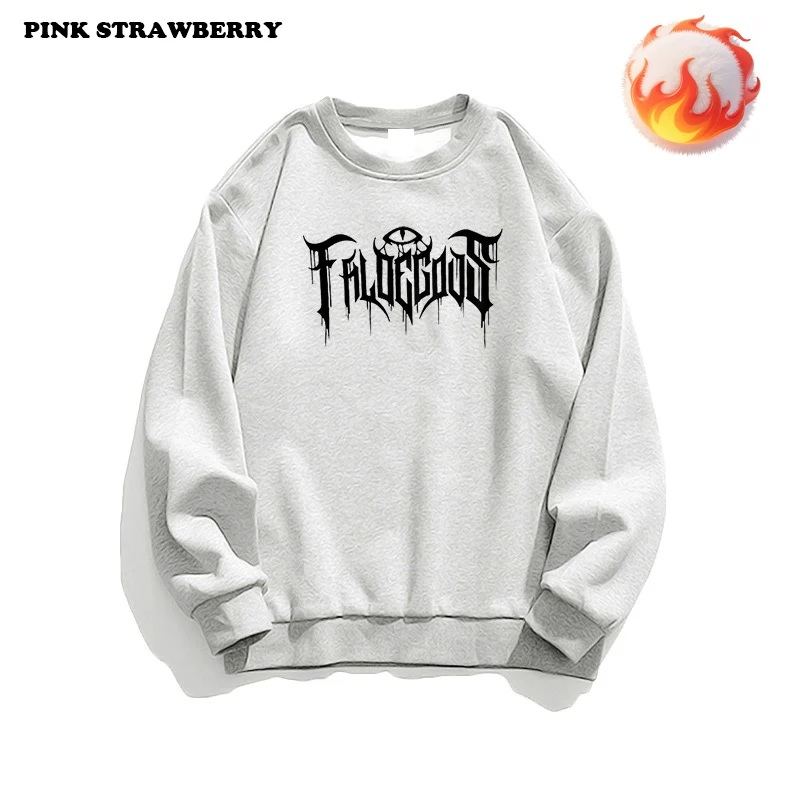 American Retro Letter Print Plush Sweatshirt Men Autumn Winter 2025 New Oversize Pullover Long sleeve Y2K Top Men Warm clothing