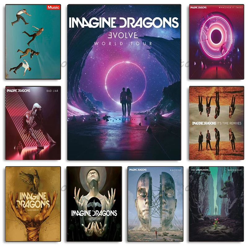 لوحة قماش من التنانين مع غلاف تاريخي ، ملصقات ومطبوعات ، ألبوم موسيقى ، فن جداري ، صور لغرفة المعيشة ، ديكور المنزل #1