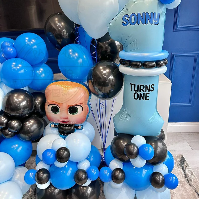 94 pezzi Boss Baby Nero Blu Palloncino in lattice Ghirlanda Arco Kit Ragazzo Festa di compleanno Bomboniere Baby Shower Globos Compleanno bambino 1 anno