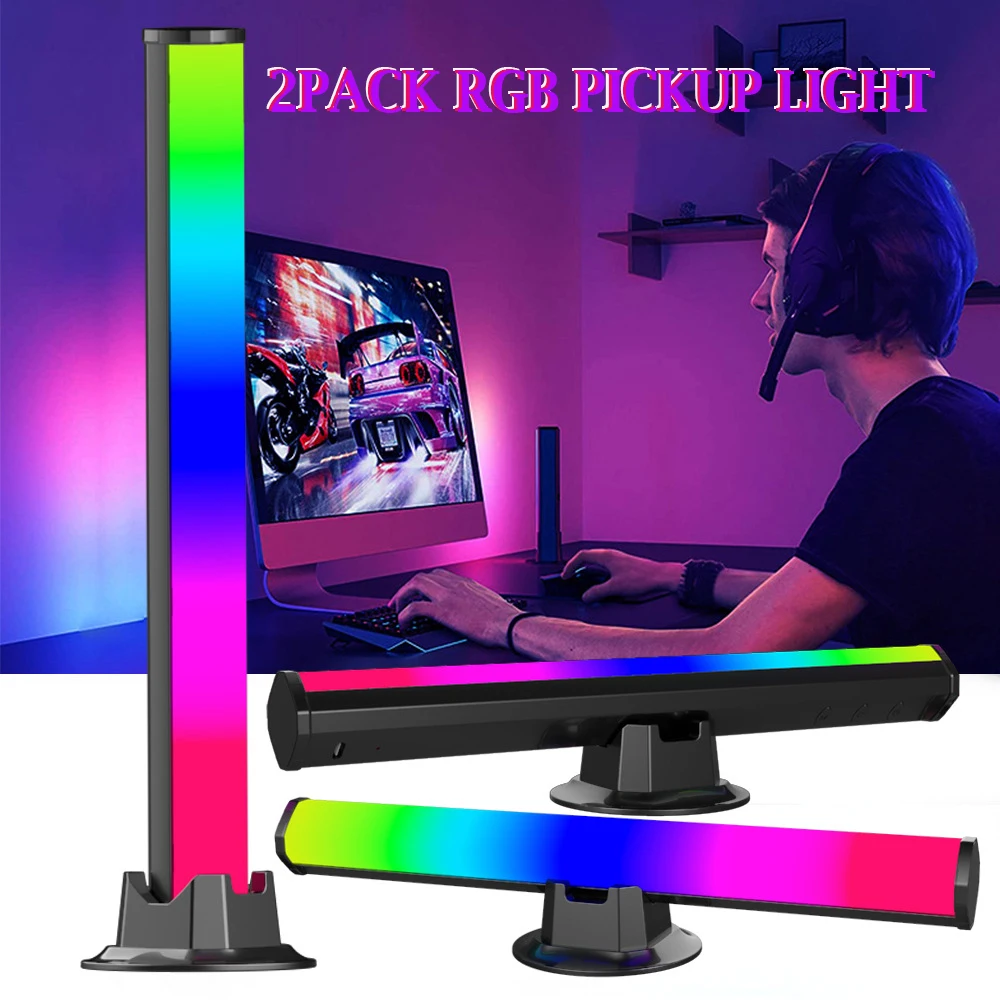 

FTOYIN 2Pack Creative RGB Music Sound Bar App Control Voice Activated Rhythm Lights Ambient Light For Music DJ Disco Decoration