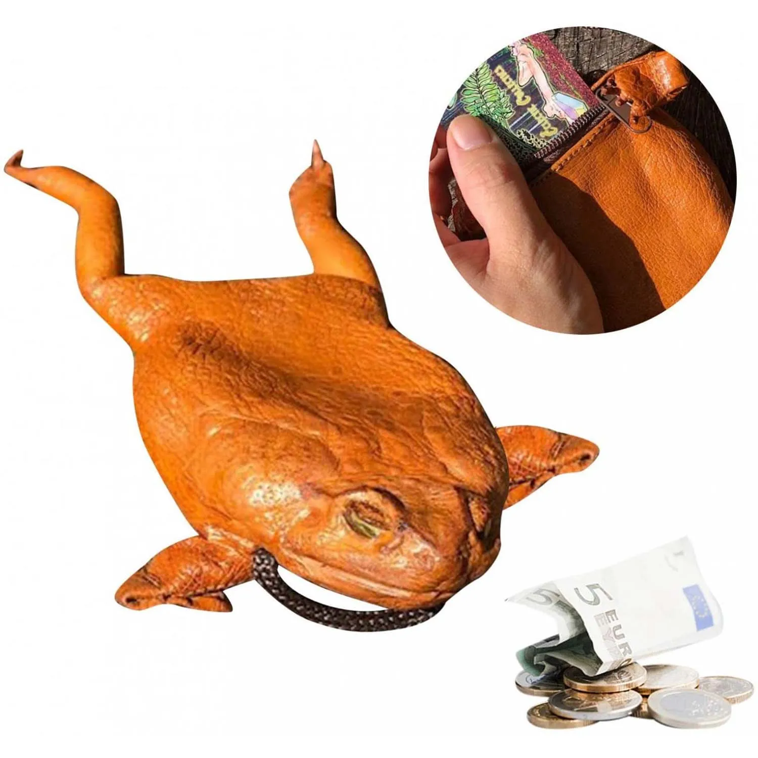 New Toad Leather Wallet Individuality Animal Coin Pouch Women Valentine's Day Gift Latex Sugar Cane Toad Full-body Purse Handbag