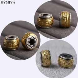 Handmade 100% 925 Silver Buddhist OM Mantra Beads Sterling Gold Plated Tibetan Six Words Beads Good Luck Jewelry Findings