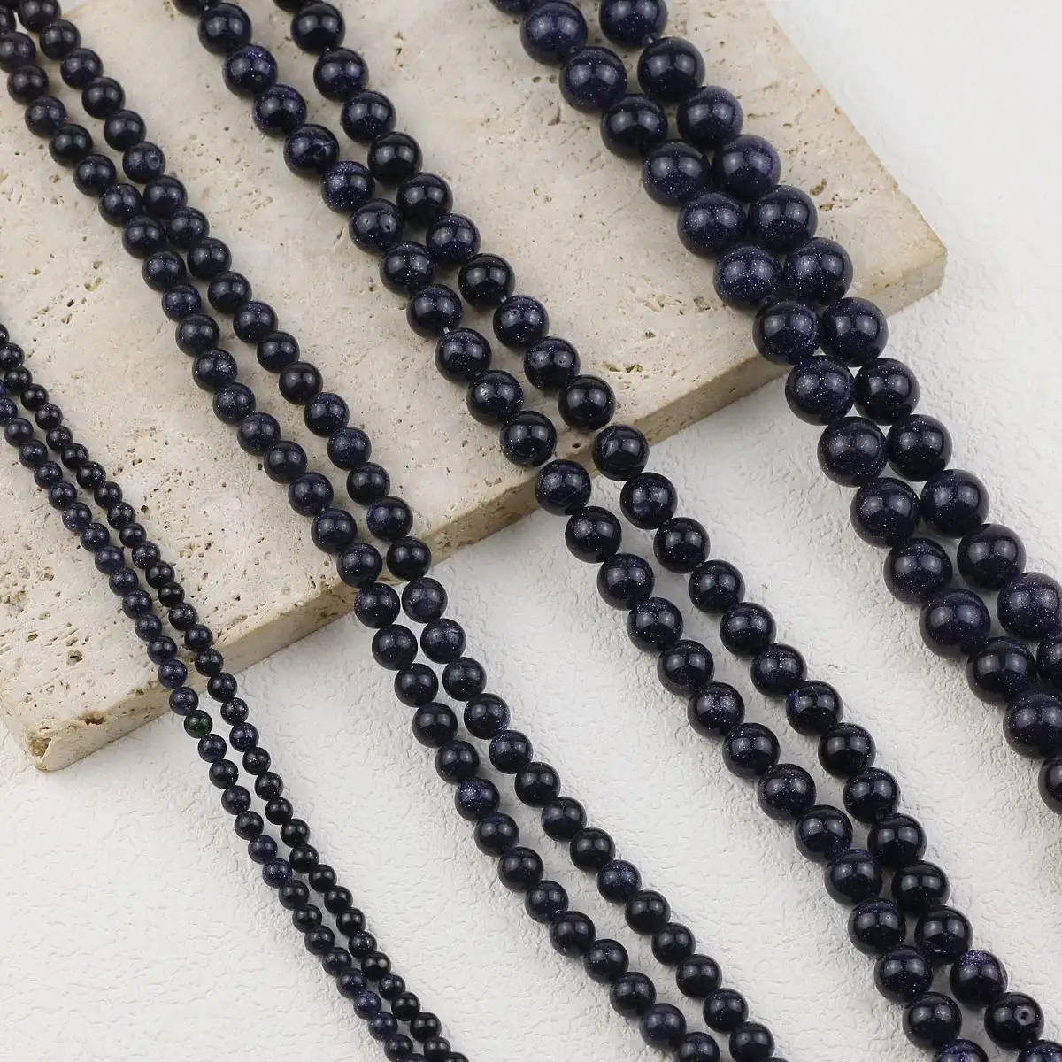 Natural Stone Star Beads Blue Sandstone Round Loose Spacer Beads for Jewelry Making DIY Bracelet Neckalce 4 6 8 10 12mm Findings