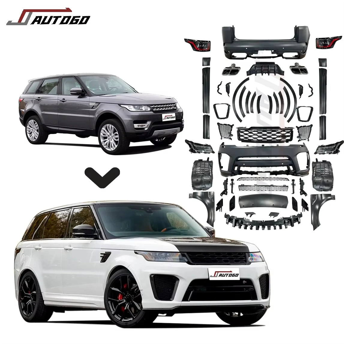 

Auto Facelift Refit Body Kit for Range Rover Sport 2014-2017 Upgrade to Racing 2020 SVR Style Bumper Accessory