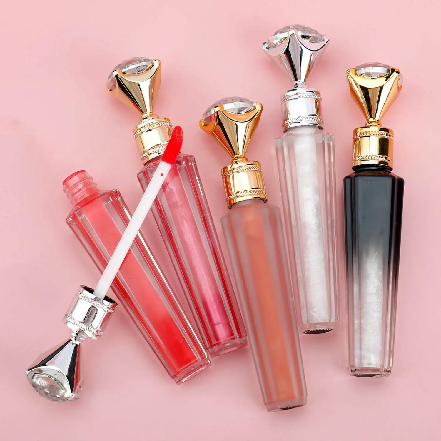 Wholesale Lip Gloss Private Label Custom Logo Shiny Glitter Clear Glossy Lipgloss Luxury Diamond Tube Nude Liquid Lipsticks