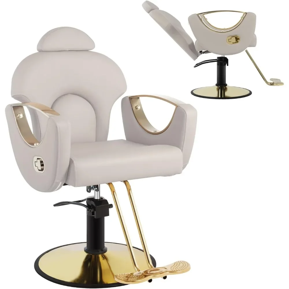 Salon Barber Chair, Reclining Salon Chair for Hair Stylist, Hair Chair with Heavy Duty Hydraulic Pump Hairdresser Chair