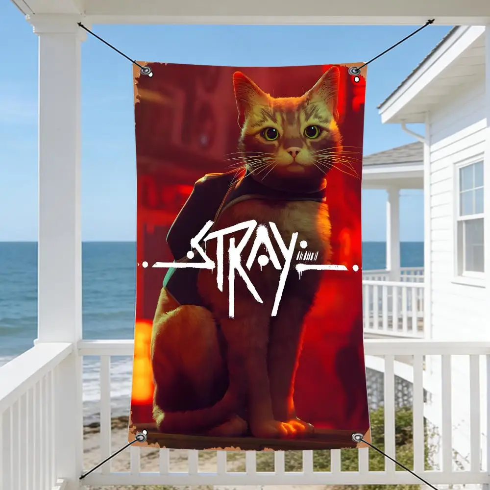 Game S-Stray Flags Cozy Home Flag 4 Grommets Anti-Wrinkle Waterproo  Indoor