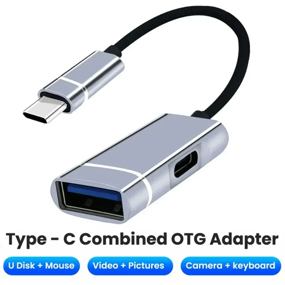 Type-c otgアダプター電源,2 in 1, PD急速充電ケーブル,USB 3.0,外部Uディスクコンバーター,スプリッター