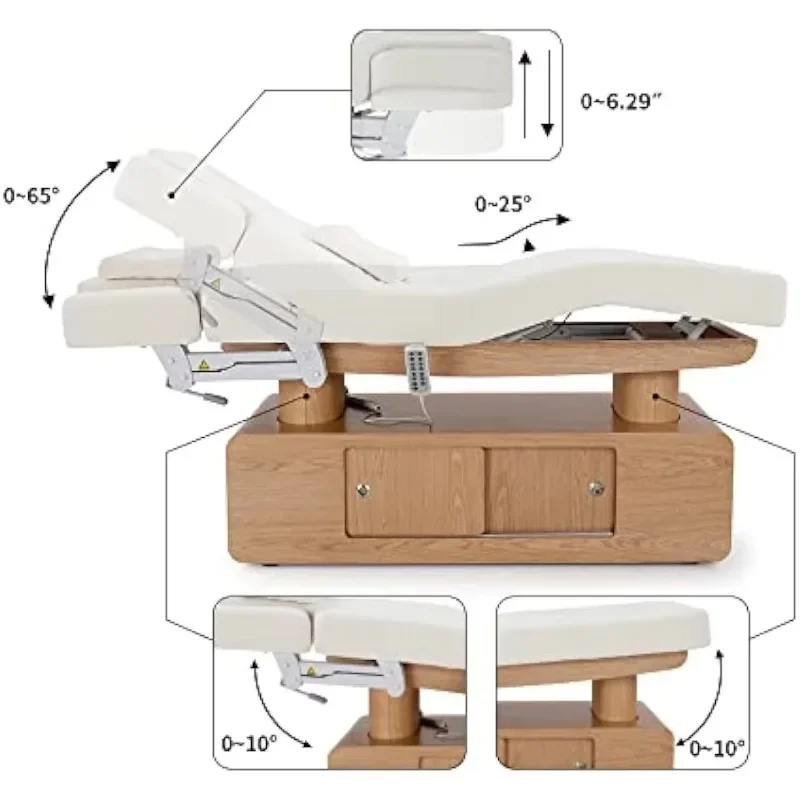 Hot salesFully electric heated backrest leg adjustable height angle medical facial massage bed