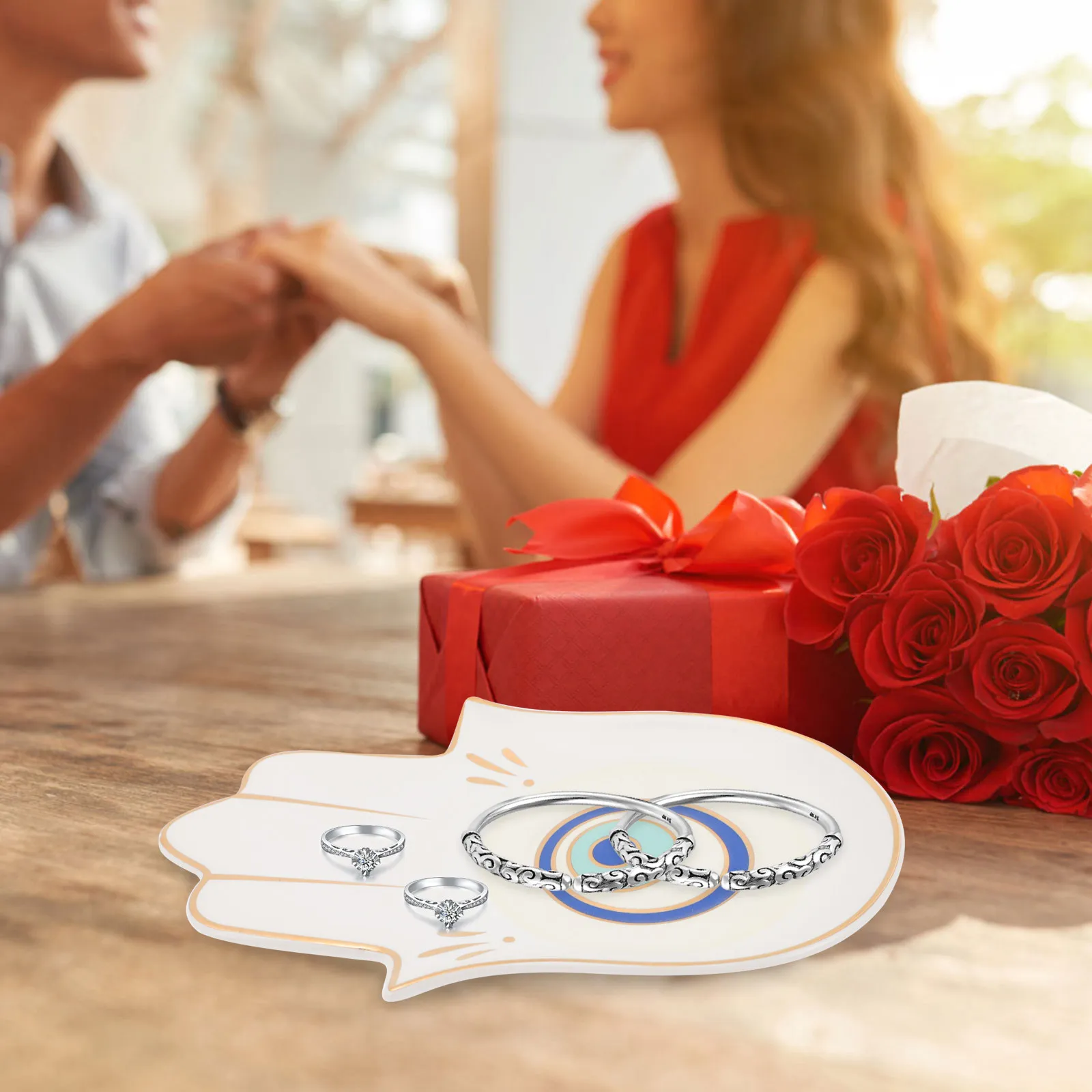 

Белая керамическая декоративная тарелка для украшений с принтом «Глаз дьявола», премиум-класса, креативный дизайн, настольное украшение для дома